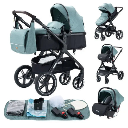 Nuovo passeggino di lusso 3 in 1 carrozzina da viaggio portatile pieghevole carrozzina alta paesaggio telaio in alluminio passeggino neonato