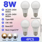 1-10 Pezzi Lampadine LED 8W AC 110V 220V E27, Illuminazione Calda e Diurna, RA80, per Casa, Lampade di Alta Qualità