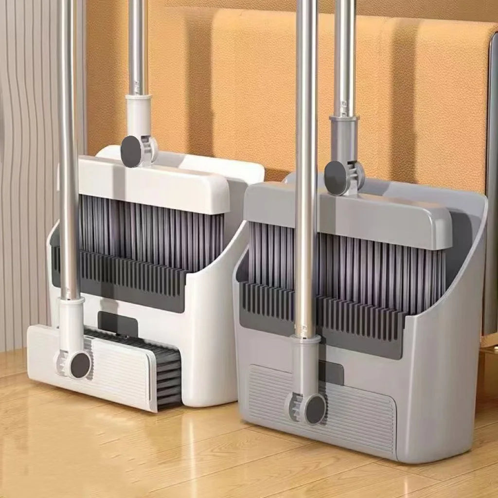 Set 3-in-1 con scopa e paletta, spazzola per pavimenti, kit di pulizia con setole morbide antiaderenti per casa, ufficio, dormitorio, scuola