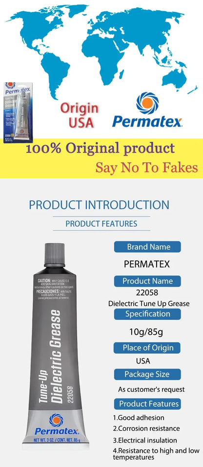Permatex 22058 Grasso Dielettrico per Candele e Connessioni Elettriche, Previene Perdite di Tensione, Corrosione e Umidità 9g/85g