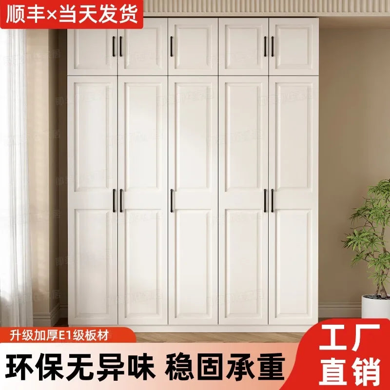 Armadio in stile crema per camera da letto, facile da montare, ideale per piccoli appartamenti, armadio in legno, mobile contenitore per stanze in affitto.