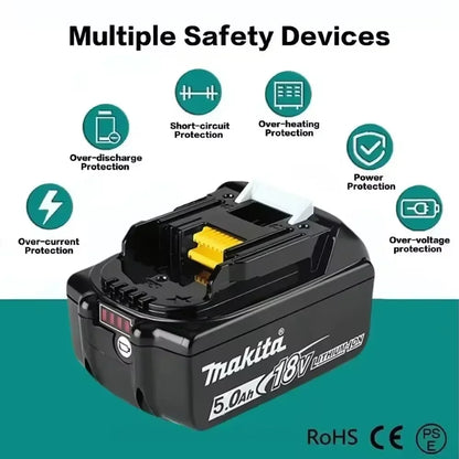 Batteria originale Makita 18V 5Ah, per batteria Makita 18V DHR183 BL1830B BL1850B BL1850 BL1840 BL1860 BL1815 Batteria al litio sostitutiva
