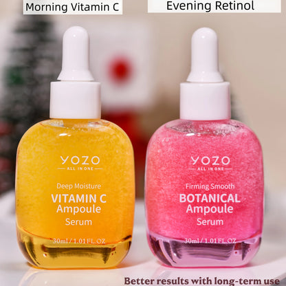 Set di 2 sieri viso per la cura della pelle: Siero mattutino alla vitamina C e siero notturno al retinolo. Illumina la pelle, trattiene l'umidità e idrata. Trattamento anti-età/anti-rughe.