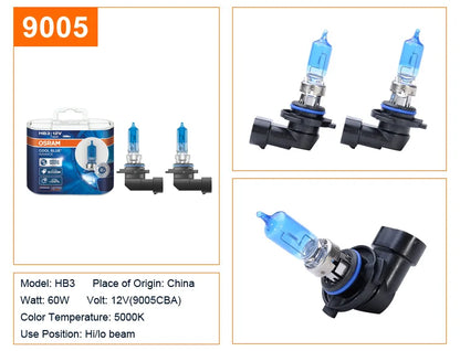 OSRAM Cool Blue Advance H4 H7 H9 H11 12V 5000K Bianco puro H1 H3 HB3 HB4 Xenon Look Auto Lampade alogene Faro originale