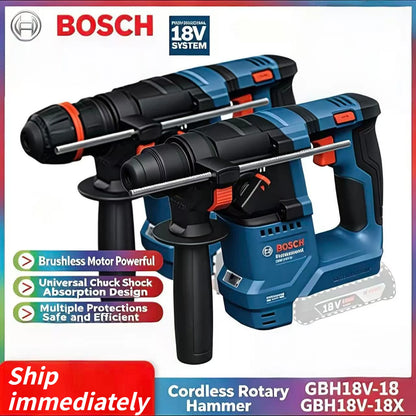 Trapano a percussione portatile Bosch GBH 18V-18 / 18X 18V con design ergonomico per montaggio a parete e operazioni di manutenzione edile