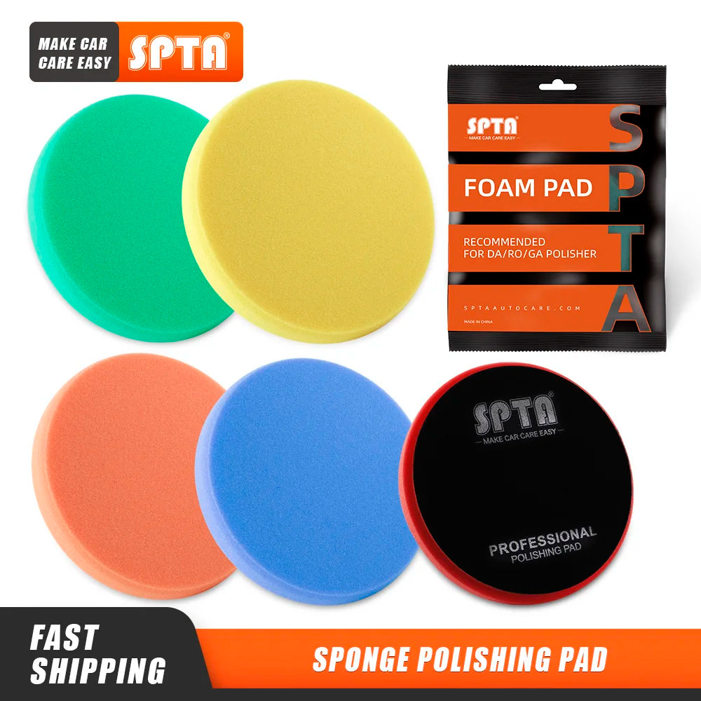 SPTA 1PC 3"(80mm)/5"(125mm)/6"(150mm)/7"(180mm) Spugna rotonda in schiuma per lucidatura per lucidatrice per auto RO/DA/GA Rimuovi segni di levigatura