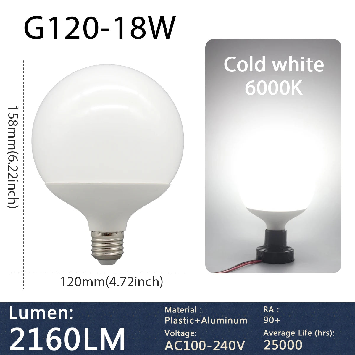 Confezione da 1-5 lampadine LED a globo G80 G95 G125 10W 12W 18W 40 Watt Lampadine LED Edison equivalenti, base E27 bianco caldo 3000K, latteo