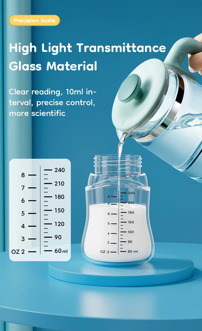 MAMIJOY Biberon in vetro per bambini alto 80/160/240 ml in borosilicato a bocca larga anti-gonfiore con scala graduata trasparente Biberon senza BPA e BPS GB61