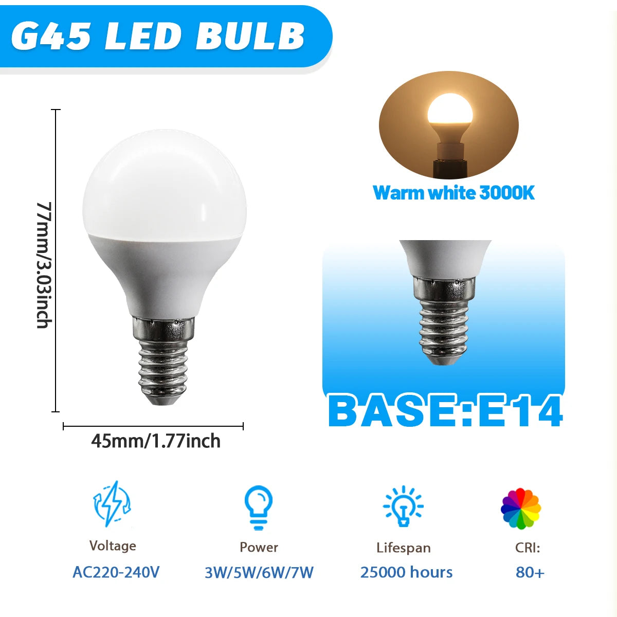 Confezione da 1-12 Lampadine LED E14 E27 B22 di Alta Qualità, AC 220V 240V 3W-7W 80lm/w, Mini Lampadina Senza Sfarfallio 3000K 4000K 6000K