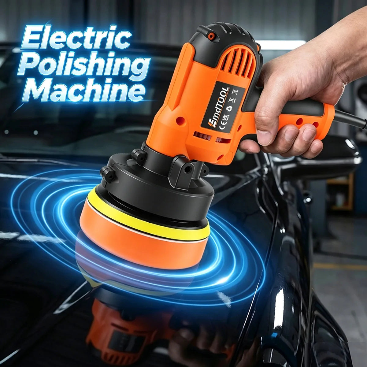 Lucidatrice Elettrica 1600W, Macchina Lucidatrice Rotante Portatile per Auto con 0-3000 RPM, Maniglie Laterali, 3 Tamponi Lucidanti, Dischi da 125mm/5in, Perfetta per Lucidatura Auto, Ceratura Pavimenti, Decalcificazione Meta