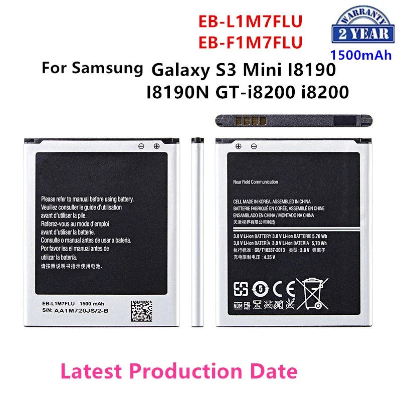 Nuovissima batteria EB-L1M7FLU EB-F1M7FLU 1500mAh per Samsung Galaxy S3 Mini GT-I8190 i8160 I8190N GT-i8200 S7562 G313 WO