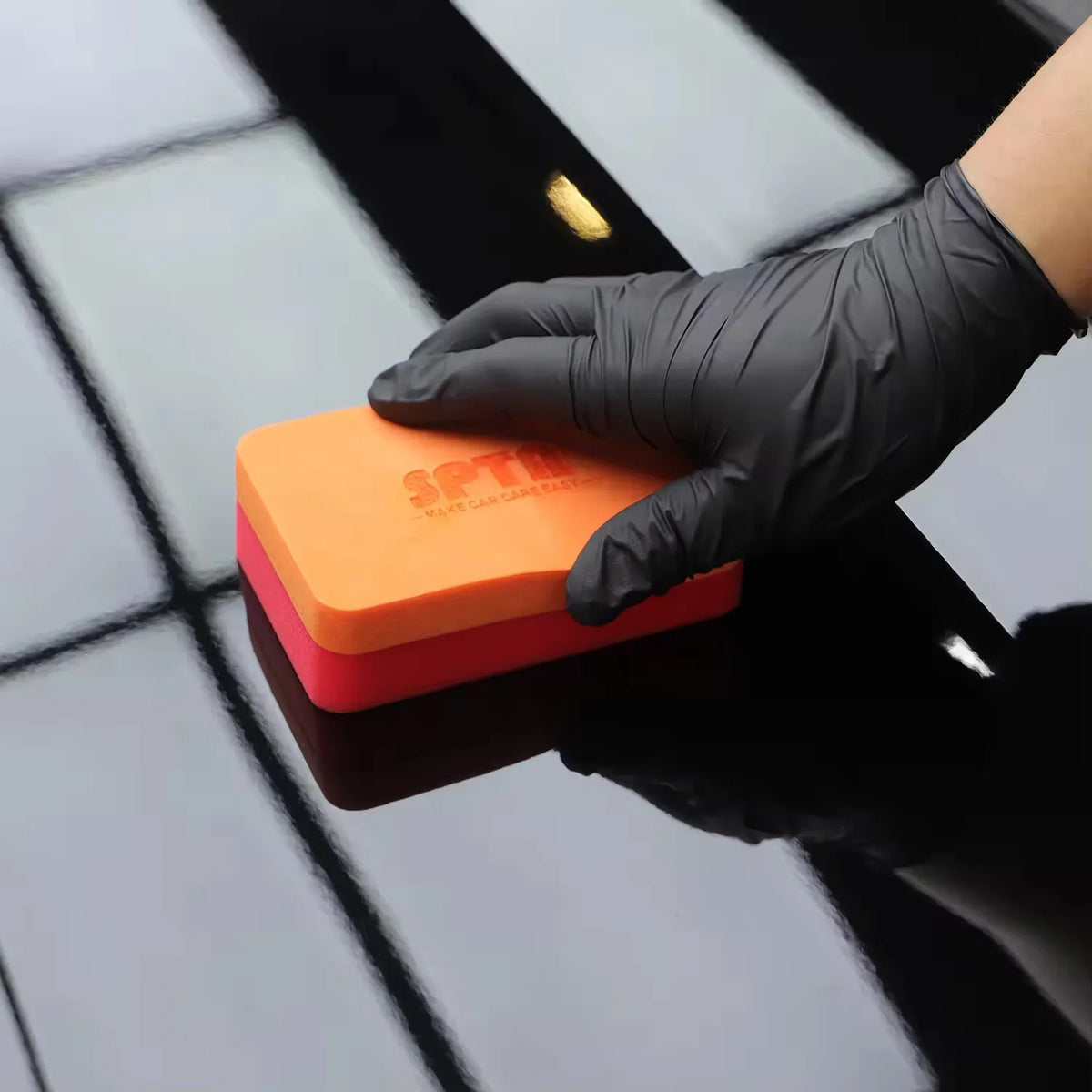 SPTA 1 pz Spugna Applicatrice per Rivestimento Ceramico per Vetri Auto, Ceratura, Lucidatura, Acciaio Verniciato, Lucidatura Durevole per Pneumatici