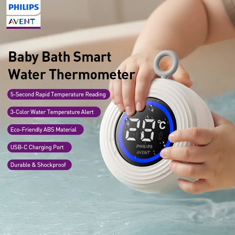 Termometro Digitale per Bagnetto Philips Avent, Lettura Rapida in 5 Secondi, Ricaricabile USB, Materiale ABS Sicuro, Misuratore di Temperatura Galleggiante per Bambini