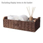 Cesto portaoggetti in legno massello con manico in corda di carta intrecciata in stile forestale, organizer per la cura del bagno e del lavabo, cesti da ripiano