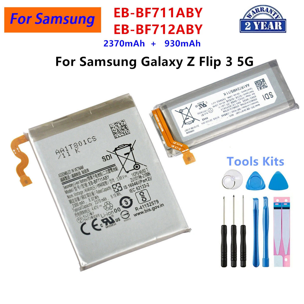 Nuovissima batteria EB-BF711ABY EB-BF712ABY per Samsung Galaxy Z Flip 3 Flip3 5G F711 F711B F712 SM-F711B batterie + strumenti