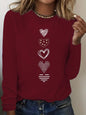 Abbigliamento primaverile e autunnale da donna in cotone 100 T-shirt stampata con cuore colorato Manica lunga Girocollo Top casual