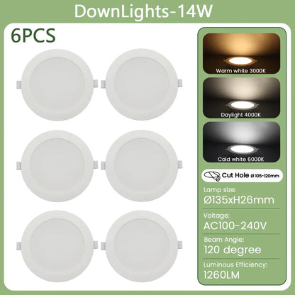6Pack 24W 17W 14W 10W 6W Bianco Rotondo Da Incasso Led Da Incasso Luce di Pannello 110V 220V Caldo Freddo illuminazione Foyer Studio Casa Interno