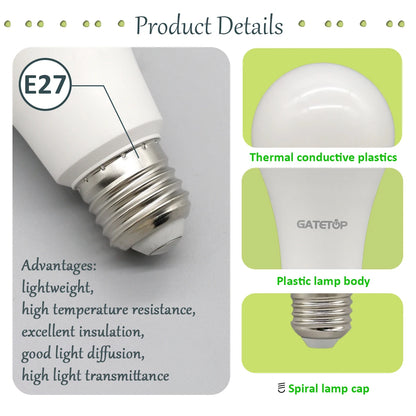 1-10 Pezzi Lampadine LED 8W AC 110V 220V E27, Illuminazione Calda e Diurna, RA80, per Casa, Lampade di Alta Qualità