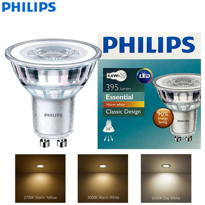 Philips LED GU10 PAR16 Essenziale 4,6W (=50W Alogeno) 220-240V 36 °   Lampada spot classica di grado 2700K 3000K 6500K Faretto LED bianco