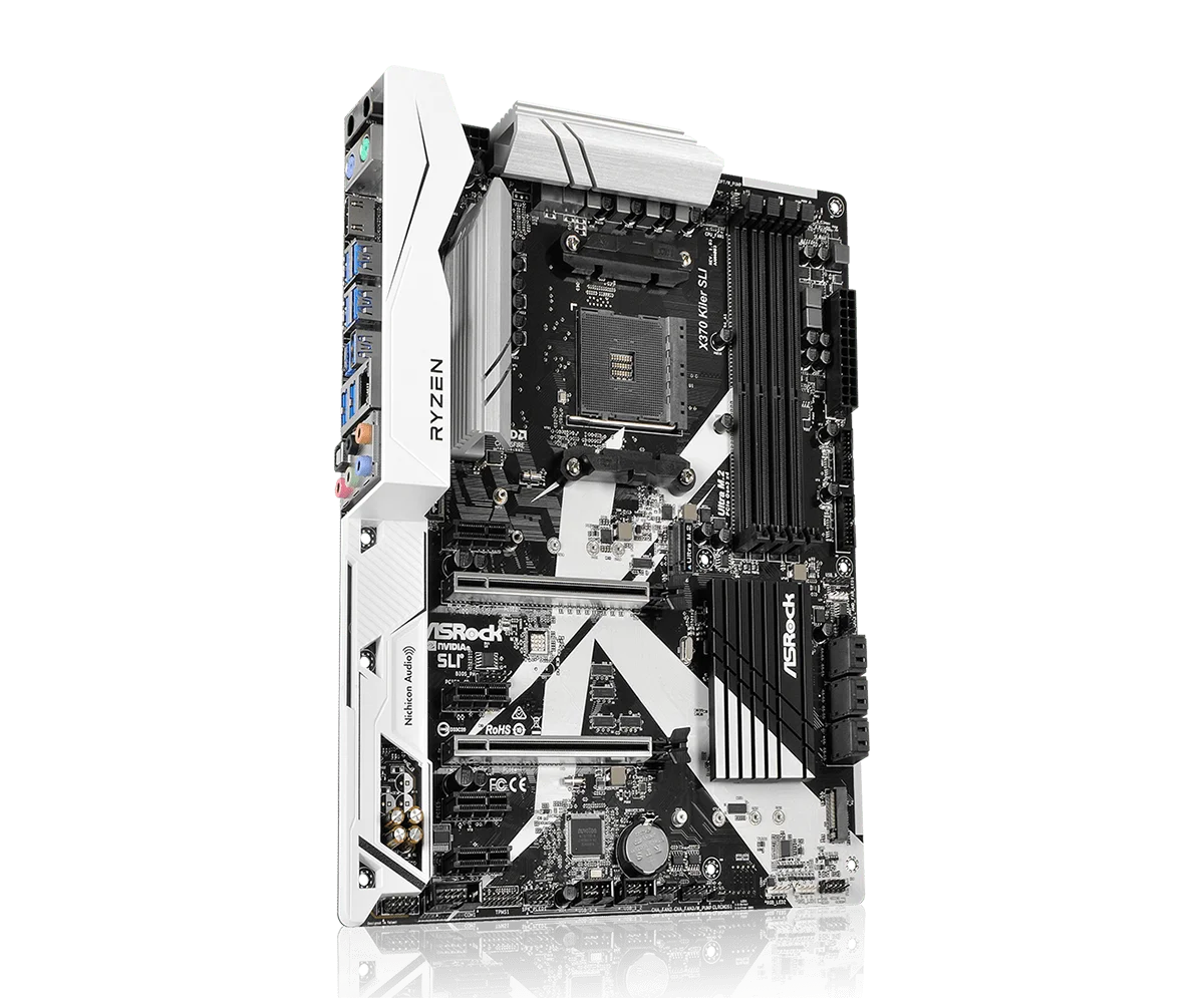 Scheda madre ASRock X370 KILLER SLI, socket AM4, chipset X370, supporto DDR4 fino a 64 GB, PCI-E 3.0, USB 3.0, 2 slot M.2, formato ATX, compatibile con CPU AMD Ryzen 5800, 1700X, 4700GE.