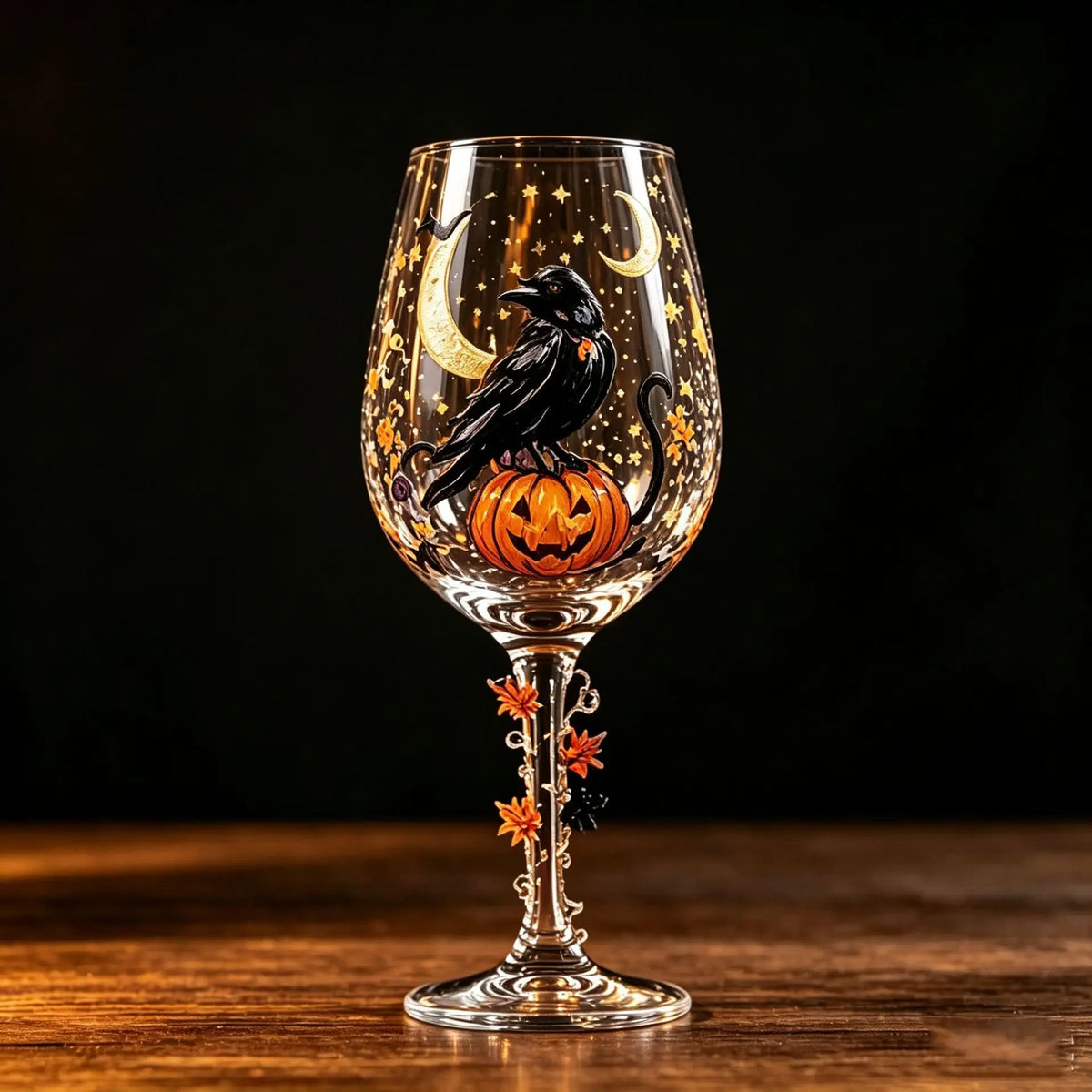 Set di Calici da Vino per Halloween in Confezione Regalo, Calici di Lusso in Vetro Artistico per Decorazioni da Tavola per Feste Invernali, Accessori Regalo per le Festività