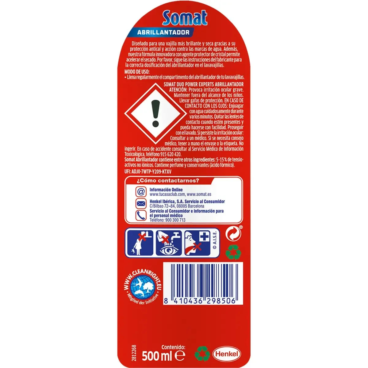 Smalto liquido lavastoviglie SOMAT + Asciugatura extra – Confezione da 2x500 ml |   Brillantezza intensa e asciugatura rapida |   Evitare macchie e residui |   Bottiglie con dispenser facile【ROUA】