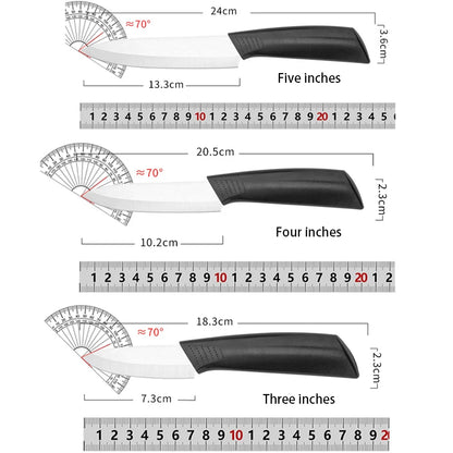Coltello in ceramica da 3/4/5 pollici resistente all'ossidazione e senza ruggine, con custodia, portatile, per la preparazione di alimenti per neonati e bambini.