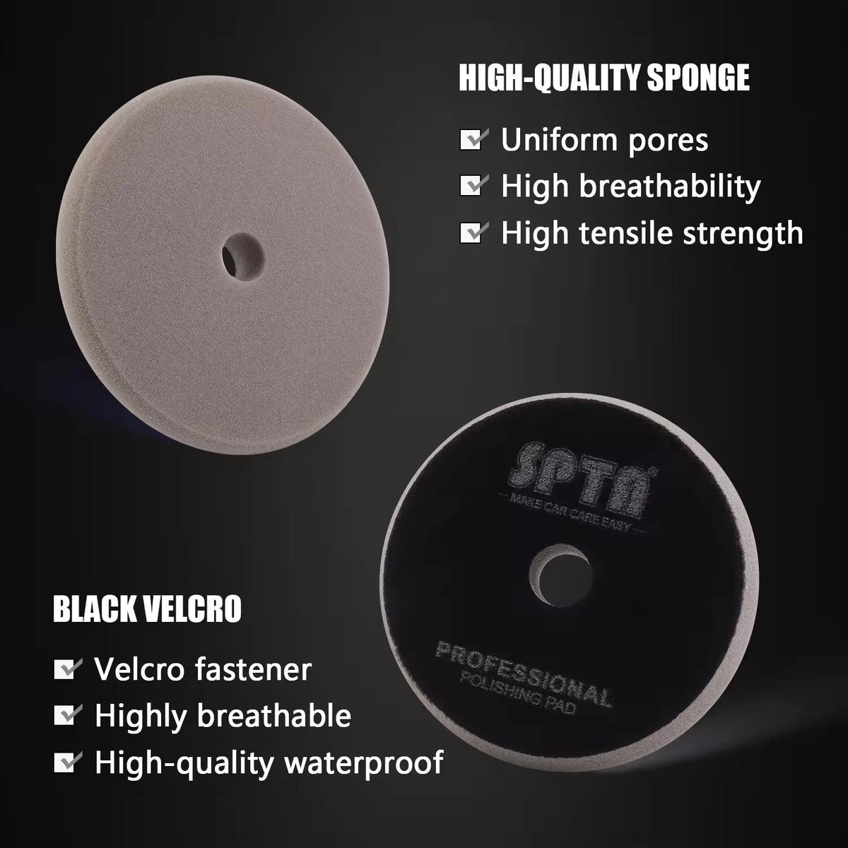SPTA V2.0 3"(80mm)/5"(125mm)/6"(150mm) Kit tampone per lucidatura in schiuma piatta per lucidatrice per auto Composto Lucidatura Ceretta