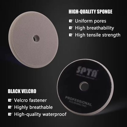 SPTA V2.0 3"(80mm)/5"(125mm)/6"(150mm) Kit tampone per lucidatura in schiuma piatta per lucidatrice per auto Composto Lucidatura Ceretta