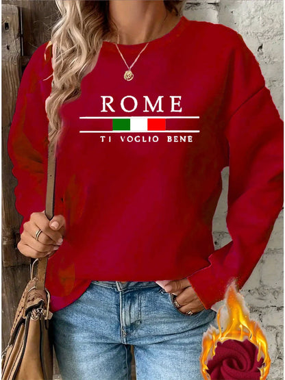 Pullover da donna a maniche lunghe con collo rotondo stampato, comodo e caldo, moda casual autunno e inverno