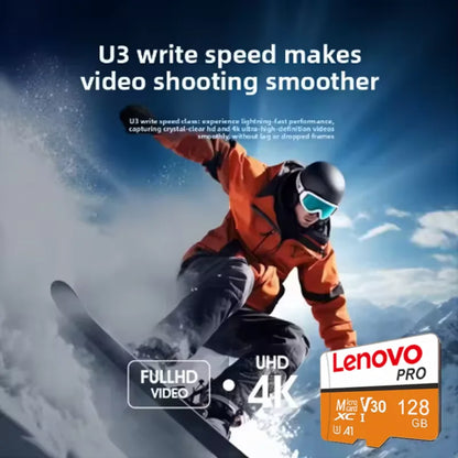 Scheda di memoria Micro SDXC Lenovo ad alta velocità, disponibile nelle versioni da 512 GB, 256 GB, 1024 GB e 128 GB, standard UHS-I V30 U3, per la registrazione di video in 4K e per fotocamere di droni.