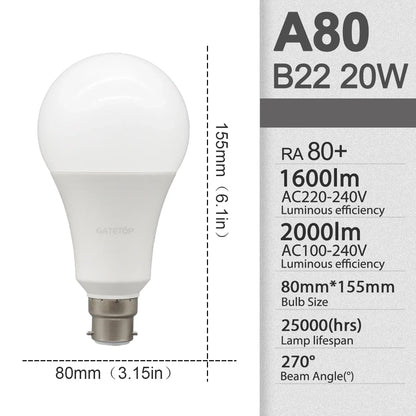 10 Pezzi Lampadine LED E27 B22 da 24W 20W 18W 15W 12W 10W 3W, AC 220V 110V 3000K 6000K, Lampada per Soggiorno e Casa
