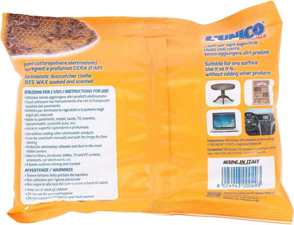 Panni antipolvere profumati Generico L'Unico con cera d'api - Confezione da 5x20 100 Panni – Elettrostatici per Parquet e Pavimenti, Profumo Naturale, Formato Maxi 20,5X39 Cm, Made in Italy