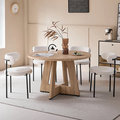 EGOONM Tavolo rotondo nordico Tavolo da pranzo in legno massello Centro biblioteca Tavolo rotondo medievale Balcone Soggiorno Mobili per la casa 120 cm