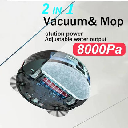 Robot Aspirapolvere Arnagar S9 con Svuotamento Automatico, Raccolta Polvere, Funzione Lavapavimenti, 8000Pa, 4800mAh, Basso Rumore, Controllo tramite APP per la Pulizia Domestica