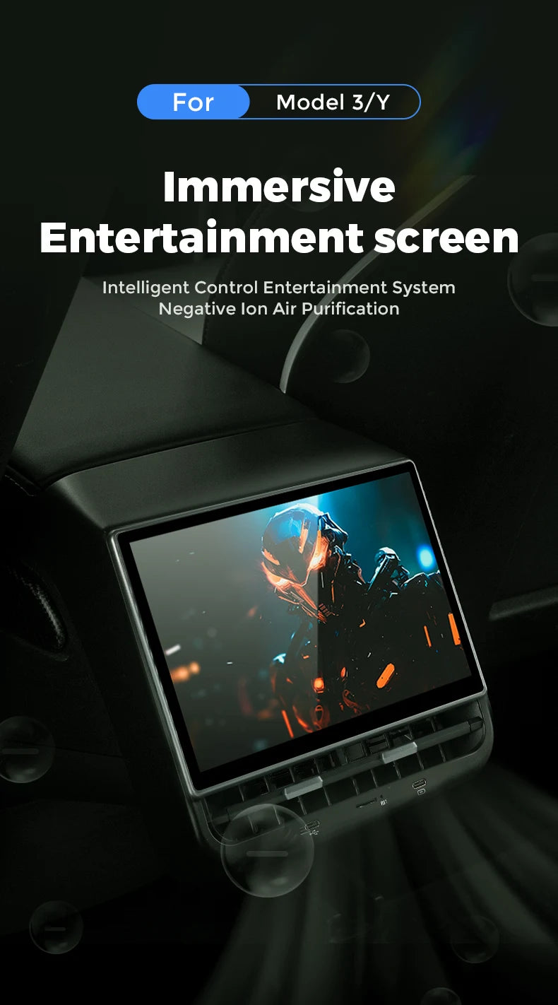 Mekede Sistema Multimediale di Intrattenimento Android da 8,66 Pollici 4GB 64GB con Controllo Touch per Tesla Model 3/Y, Regolazione Sedile, Controllo Climatizzatore, Supporto YouTube Netflix 4G LTE WiFi, Lettore Video Multim