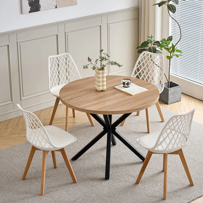 Set di 4/6 sedie da pranzo moderne con schienale in rete con gambe in legno massello e cuscini imbottiti, per sala da pranzo/camera da letto, sedia da caffè