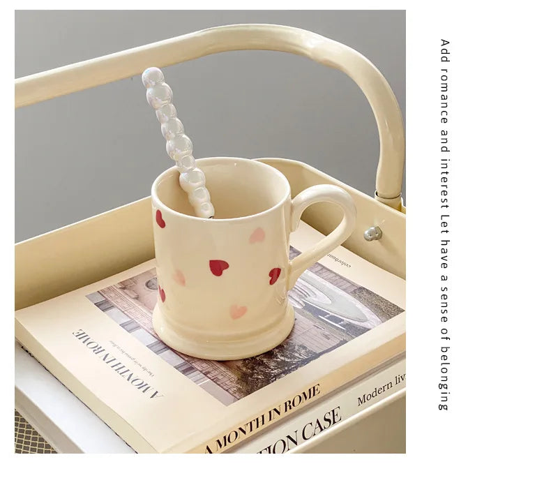 Set di stoviglie in ceramica a forma di cuore, piatto piano, insalatiera di riso, tazza da caffè, amore giapponese, regalo caldo per San Valentino