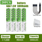 Nuove Batterie al Litio Ricaricabili AA 1.5V 3800mAh + AAA 3000mAh, Ricarica Rapida, 1200 Cicli, con Cavi Gratuiti e Scatola