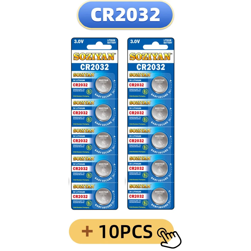 5-60 pezzi, batteria a bottone CR2032, batteria al litio 3V per orologi, giocattoli, calcolatrici, telecomandi per auto, batteria a forma di moneta.