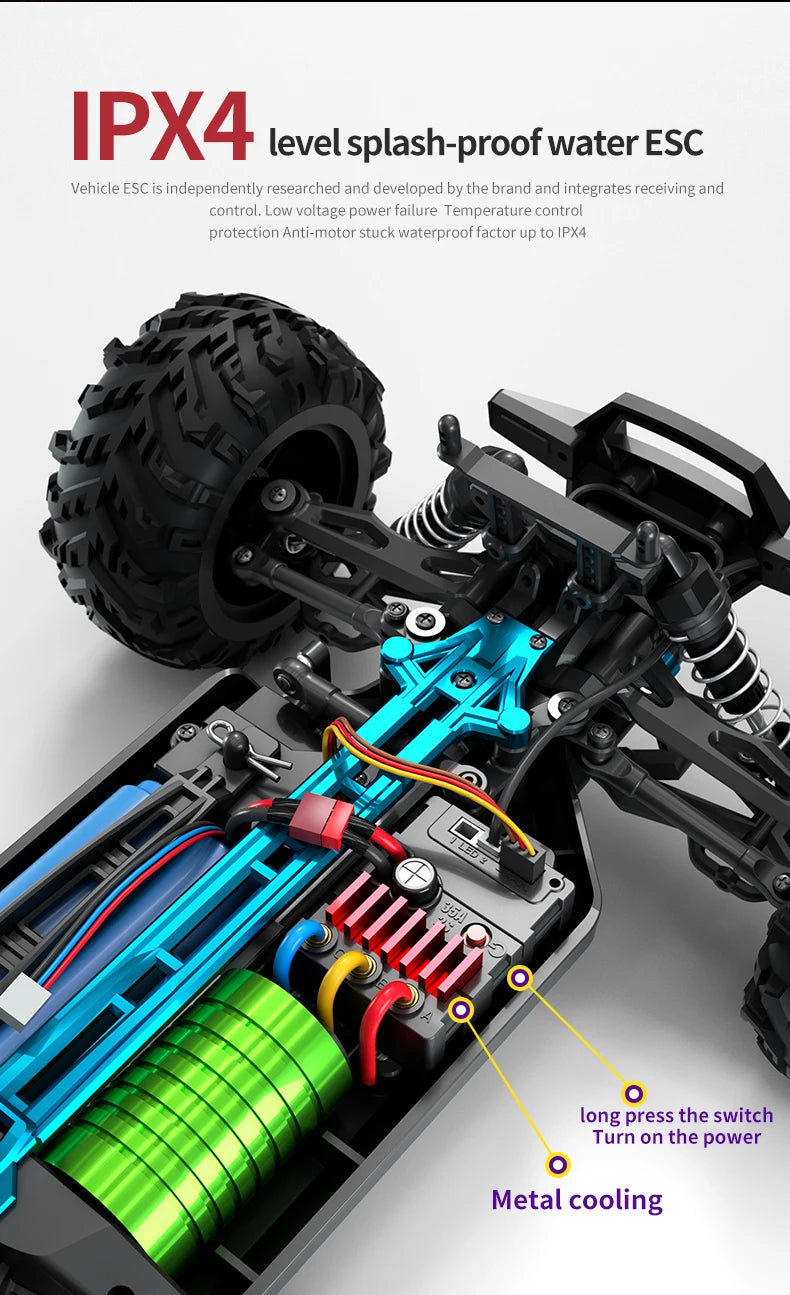 ZWN 1:16 70KM/H o 50KM/H Auto RC 4WD con LED, Auto Telecomandate ad Alta Velocità, Monster Truck da Drift per Bambini Vs Wltoys 144001 Giocattoli