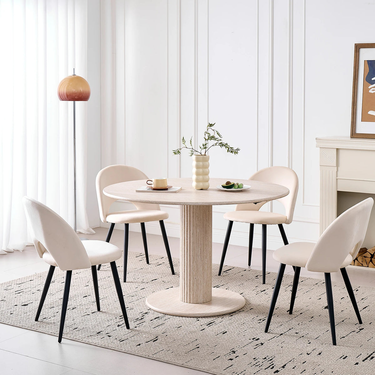 Tavolo da pranzo rotondo in stile nordico, tavolo da pranzo moderno per cucina domestica in legno massello, adatto per 4-6 persone, diametro 115 cm