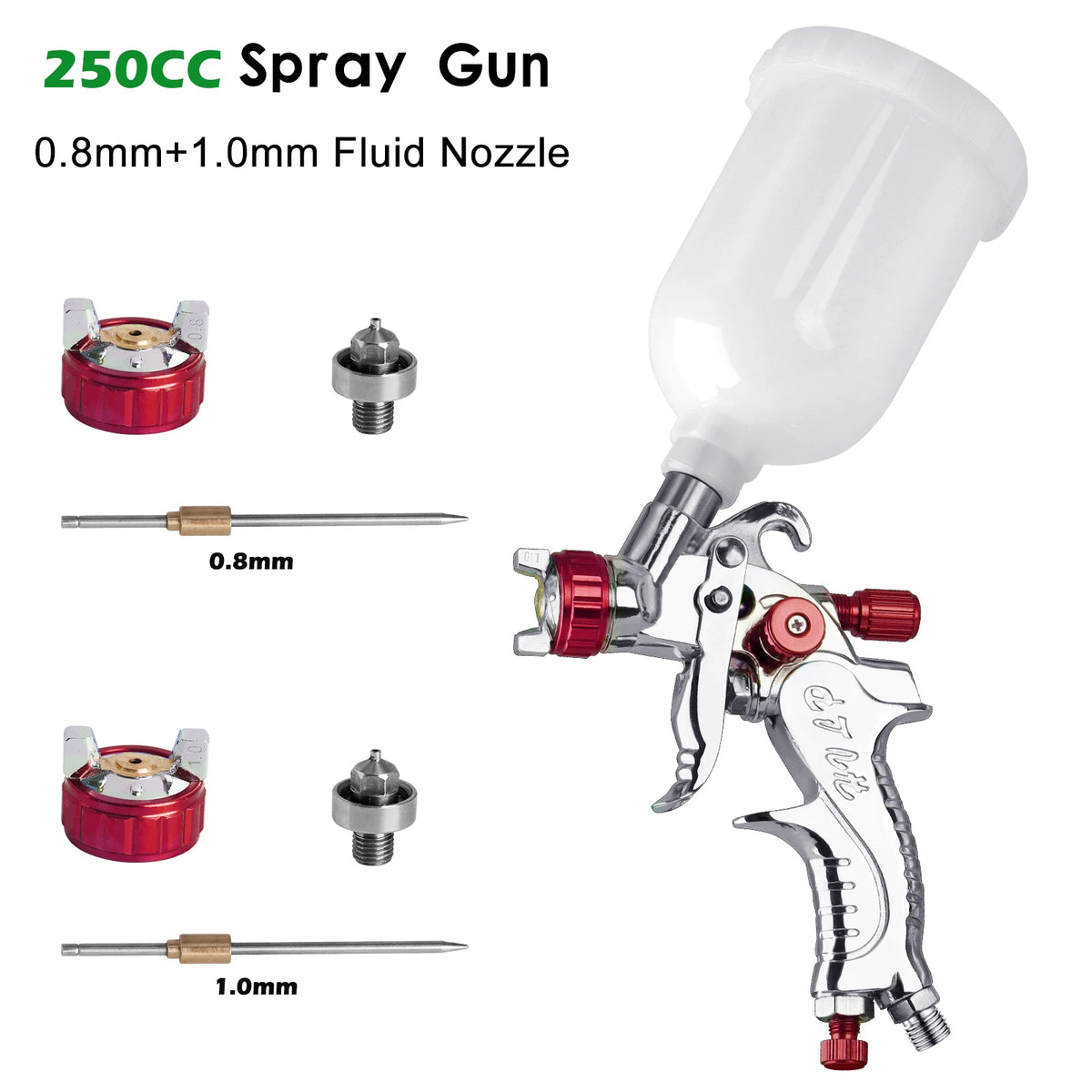 WENXING Pistola a spruzzo professionale HVLP 1.4 / 1.7 / 2.0mm Aerografo a gravità con ugello per verniciatura auto