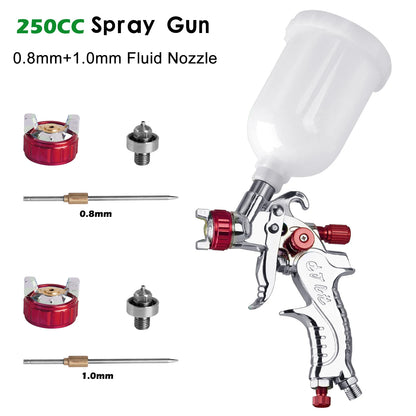 WENXING Pistola a spruzzo professionale HVLP 1.4 / 1.7 / 2.0mm Aerografo a gravità con ugello per verniciatura auto