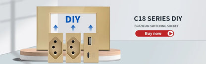 DELEFU Modulo Presa Combinabile Tipo-C Brasile - Uso Domestico - Nero - Assemblaggio Fai-da-te - Presa con Interruttore per Ricarica Rapida USB Tipo-C