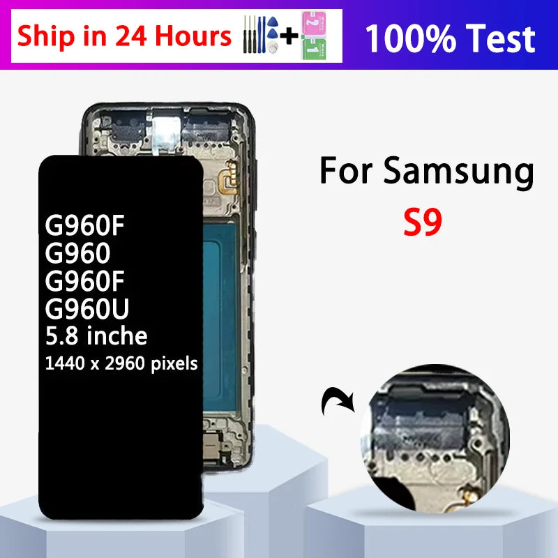 Nuova qualità TFT per Samsung S9 LCD G960 G960F G960N G9600 G Display Touch Screen Digitizer S9 Display con sostituzione del telaio