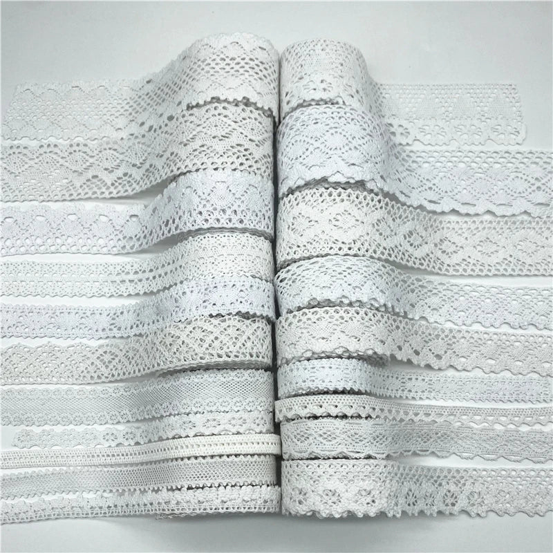 10mm-50mm 2 metri di nastro di pizzo di cotone 100% bianco per abbigliamento tessuto da cucito rifiniture in cotone all'uncinetto nastro di pizzo accessori fatti a mano