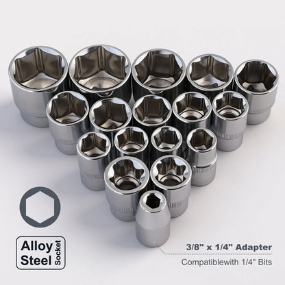 Set di Attrezzi Meccanici Hi-Spec 216 Pezzi, Kit Chiavi a Bussola da 1/4" 3/8" 1/2", Cassetta degli Attrezzi per Riparazione Auto