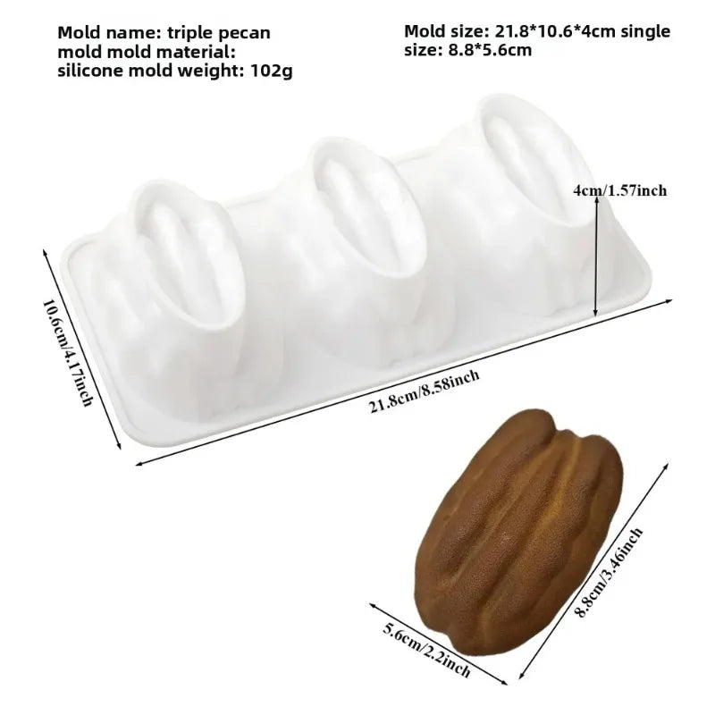 Stampo in Silicone Grande per Mousse di Mandorle/Pistacchi/Pecan/Chicchi di Caffè, Stampo Fai-da-Te per Cioccolato e Gelato, Utensili per Decorazione Torte