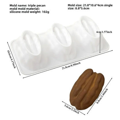 Stampo in Silicone Grande per Mousse di Mandorle/Pistacchi/Pecan/Chicchi di Caffè, Stampo Fai-da-Te per Cioccolato e Gelato, Utensili per Decorazione Torte